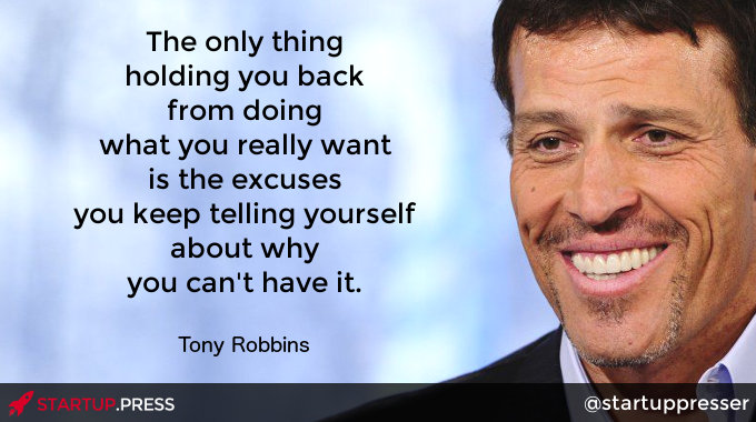 Tony Robbins quote on making excuses